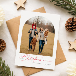 Modern Arched Layout Family Two Photo Christmas シーズンカード