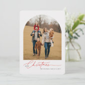 Modern Arched Layout Family Two Photo Christmas シーズンカード (スタンド正面)