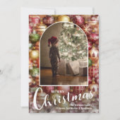 Modern Arched Photo on Christmas Baubles シーズンカード (正面)