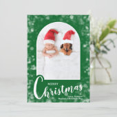 Modern Arched Photo on Green Christmas シーズンカード (スタンド正面)