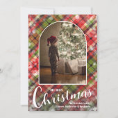 Modern Arched Photo on Plaid シーズンカード (正面)
