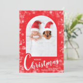 Modern Arched Photo on Red Christmas シーズンカード (スタンド正面)