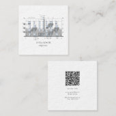 Modern Architect Blueprint Business Card スクエア名刺 (正面/裏面)