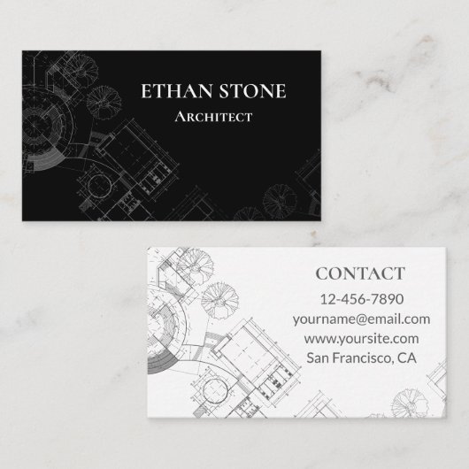 Modern Architect Business Card 名刺 (正面/裏面)