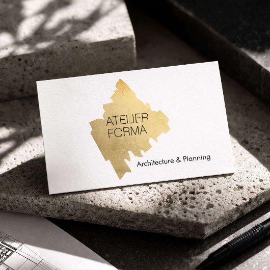 Modern Architect Gold Minimal White 名刺