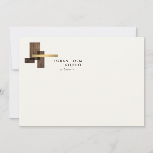 Modern Architect Logo Ivory Flat Notecard ノートカード (正面)