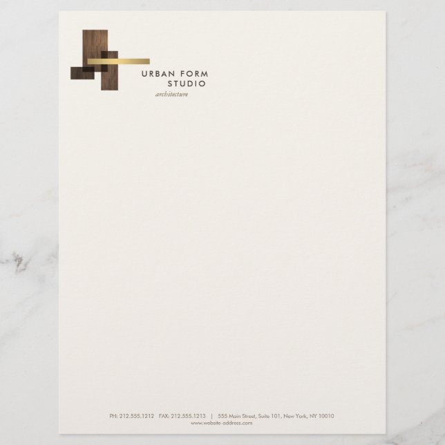 Modern Architect Wood Logo Ivory レターヘッド (正面)