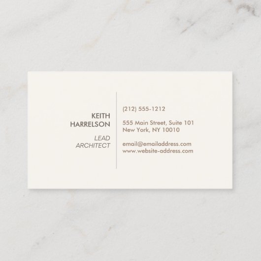 Modern Architect Wood Logo Ivory 名刺 (裏面)