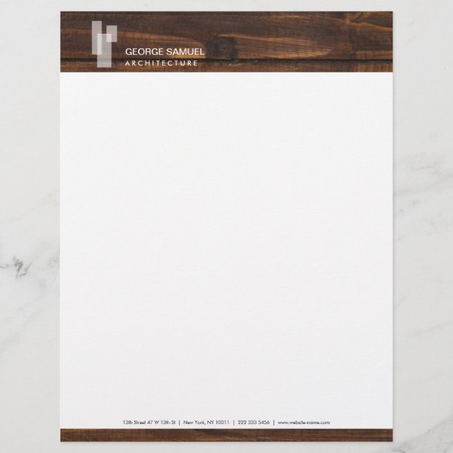 Modern Architectural Blocks Logo II on Dark Wood  レターヘッド (正面)