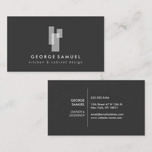 Modern Architectural Blocks Logo II White/Gray 名刺 (正面/裏面)