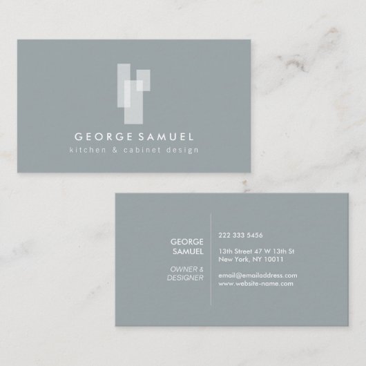 Modern Architectural Blocks Logo II White/Slate 名刺 (正面/裏面)