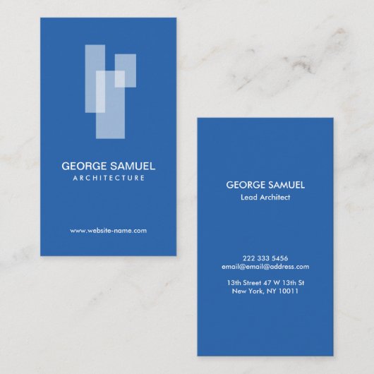 Modern Architectural Blocks Logo White/Blue 名刺 (正面/裏面)