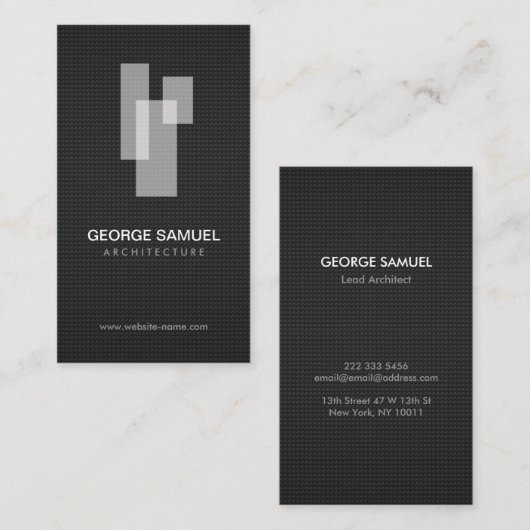 Modern Architectural Blocks Logo White/Gray 名刺 (正面/裏面)