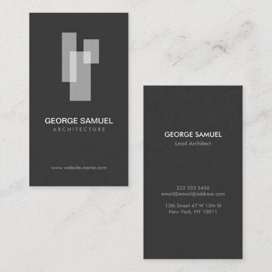 Modern Architectural Blocks Logo White/Gray 名刺 (正面/裏面)