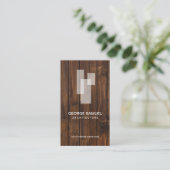 Modern Architectural Blocks Logo White/Rustic Wood 名刺 (スタンド正面)