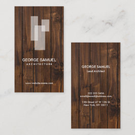 Modern Architectural Blocks Logo White/Rustic Wood 名刺