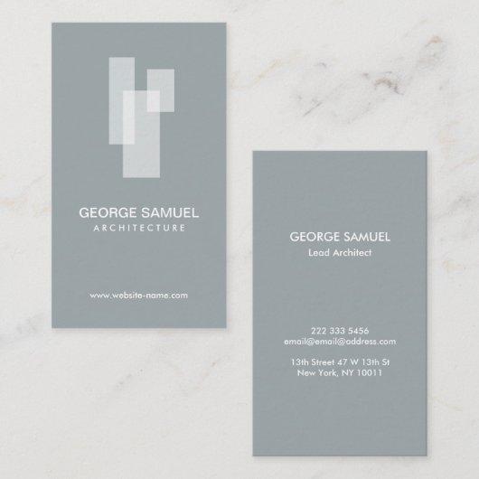 Modern Architectural Blocks Logo White/Slate 名刺 (正面/裏面)