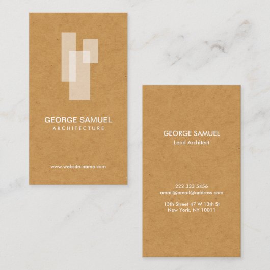 Modern Architectural Blocks Logo White/Tan 名刺 (正面/裏面)