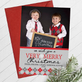 Modern Argyle Christmas Greeting Cards - 1 Photo シーズンカード
