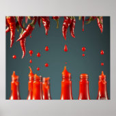 Modern Art Chili Pepper Hot Sauce Mexican Decor ポスター (正面)