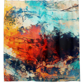 Modern art. Colorful contemporary artwork. Color s シャワーカーテン