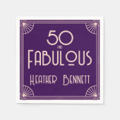 Modern Art Deco 50 and Fabulous Birthday スタンダードカクテルナプキン (正面)