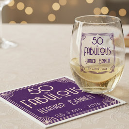 Modern Art Deco 50 and Fabulous Birthday スタンダードカクテルナプキン