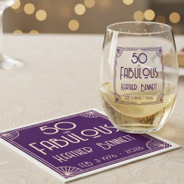 Modern Art Deco 50 and Fabulous Birthday スタンダードカクテルナプキン