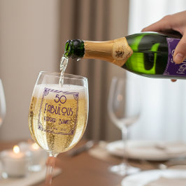 Modern Art Deco 50 and Fabulous Birthday ステムなしワイングラス