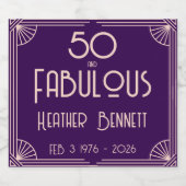 Modern Art Deco 50 and Fabulous Birthday スパークリングワインラベル (シングルラベル)