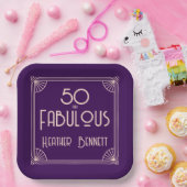 Modern Art Deco 50 and Fabulous Birthday ペーパープレート (パーティー)