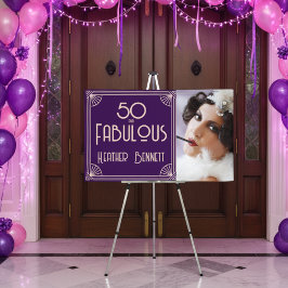 Modern Art Deco 50 and Fabulous Birthday ポスター