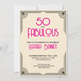 Modern Art Deco 50 and Fabulous Birthday  招待状