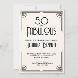 Modern Art Deco 50 and Fabulous Birthday  招待状