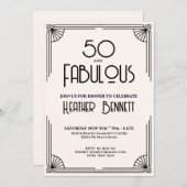 Modern Art Deco 50 and Fabulous Birthday  招待状 (正面/裏面)