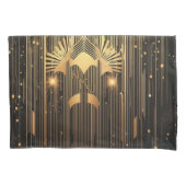 Modern Art Deco Black Gold Egyptian Art-inspired 枕カバー (正面左)
