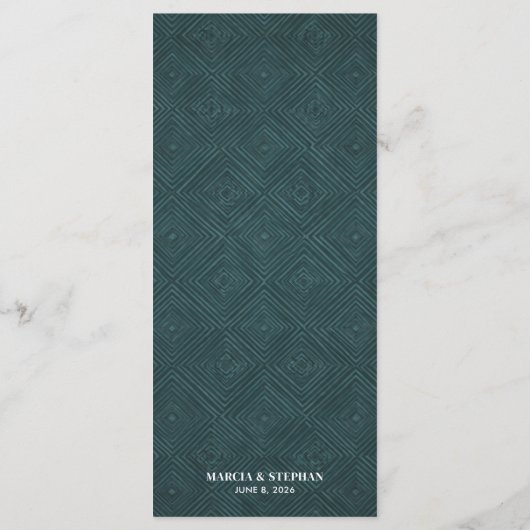 Modern Art Deco Geometric Diamond Frame Wedding メニュー (裏面)