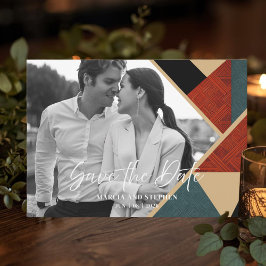 Modern Art Deco Geometric Save The Date Card 招待状