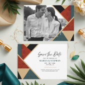 Modern Art Deco Geometric Save The Date Card 招待状