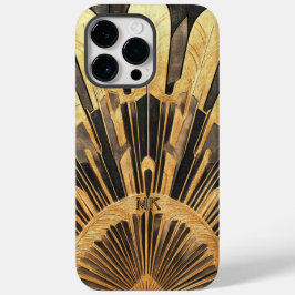 Modern Art Deco Gold and Black Ornate Monogram Case-Mate iPhone 14 Pro Maxケース