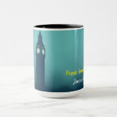 Modern Art Deco London Foggy Skyline Custom マグカップ (中央)