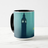 Modern Art Deco London Foggy Skyline Custom マグカップ (正面左)