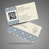 Modern Art Deco Pattern QR Code Business Card 名刺