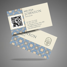 Modern Art Deco Pattern QR Code Business Card 名刺