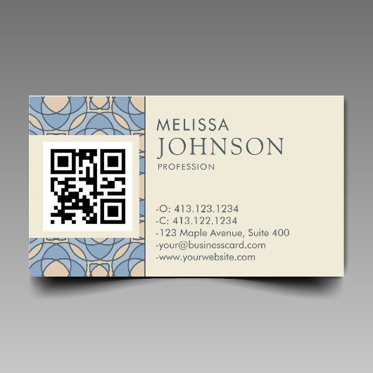 Modern Art Deco Pattern QR Code Business Card 名刺
