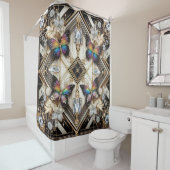 Modern Art Deco Rainbow Butterfly シャワーカーテン (インサイチュ)