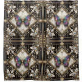 Modern Art Deco Rainbow Butterfly シャワーカーテン (正面)