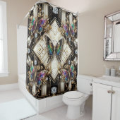 Modern Art Deco Rainbow Butterfly シャワーカーテン (インサイチュ)