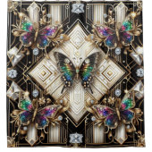 Modern Art Deco Rainbow Butterfly シャワーカーテン (正面)