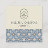 Modern Art Deco Square QR Code Business Card スクエア名刺 (正面)